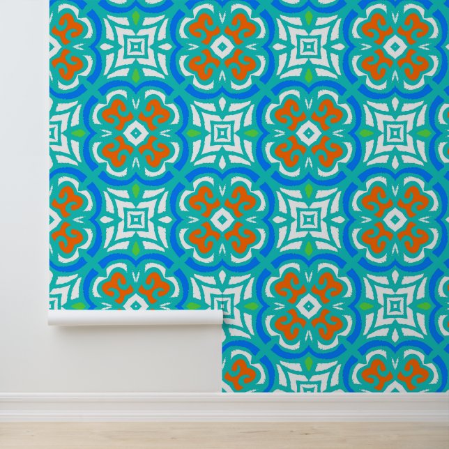 Papier Peint Motif ethnique turquoise (Application)