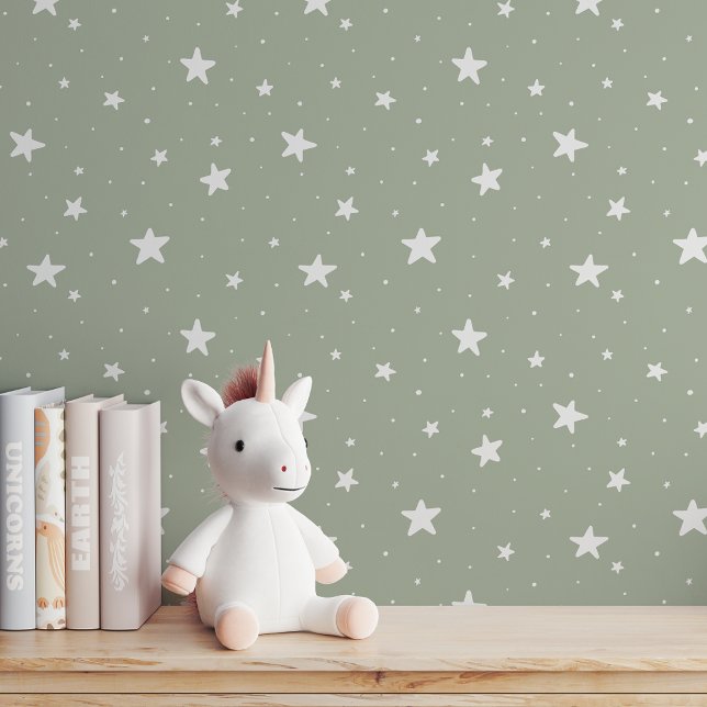 Papier Peint Motif étoilé rêveur boho chambre de garçons vert s (Créateur téléchargé)