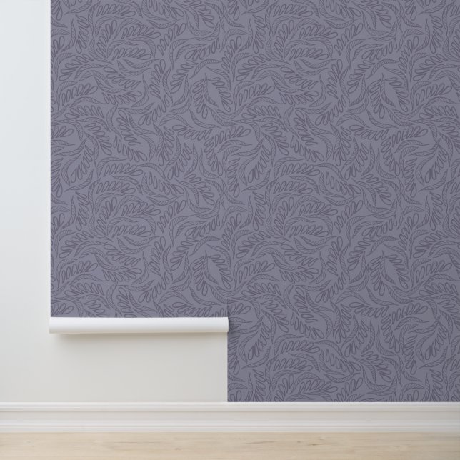 Papier Peint Motif feuille moderne violet (Application)