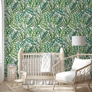 Papier Peint Motif Feuille vert tropical