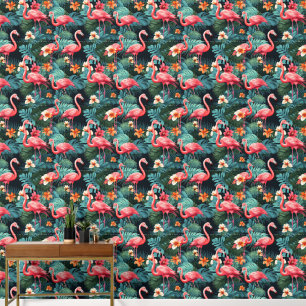 Papier Peint Motif flamant rose carrelé mignon