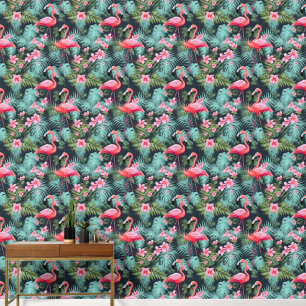 Papier Peint Motif flamant rose carrelé mignon