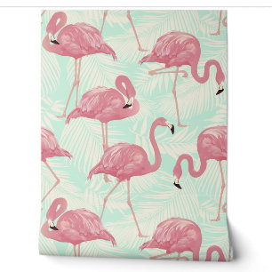 Papier Peint Motif Flamants roses roses