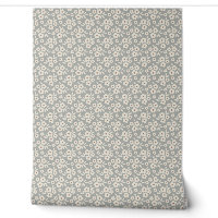 Motif Floral Blanc Et Gris