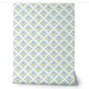 Papier Peint Motif floral bleu vert pastel