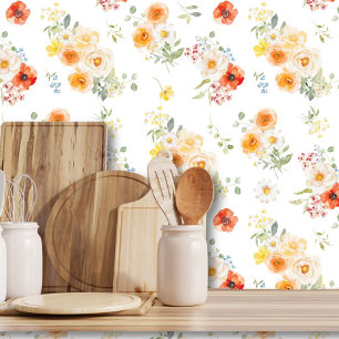 Papier Peint Motif floral de fleurs ensoleillées à l'aquarelle
