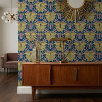 Motif floral moderne bleu inspiré de l'Art nouveau