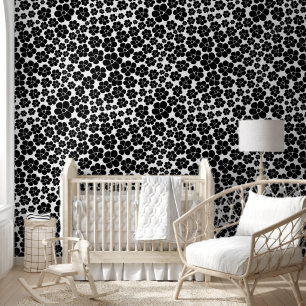 Papier Peint Motif floral - Noir et Blanc