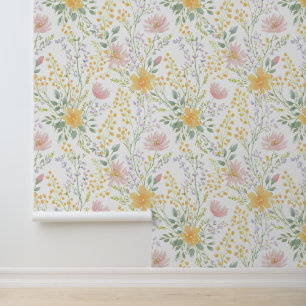 Papier Peint Motif floral pastel aquarelle
