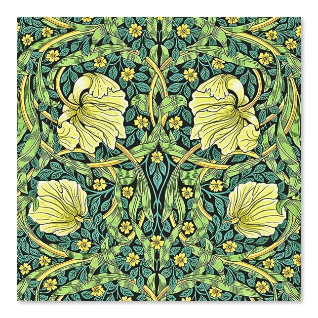 Papier Peint Motif floral Pimpernel et feuillage de tulipe doré (Recto)