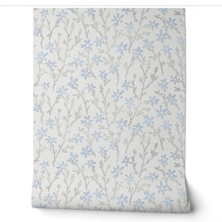 Papier Peint Motif floral rétro boho. Sakura japonais.