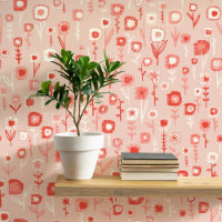 Motif floral rose rétro amusant