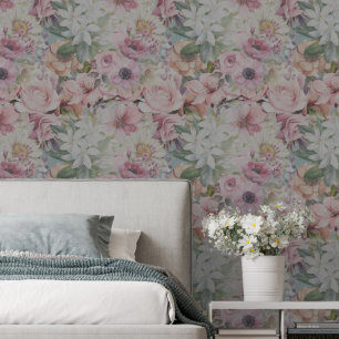 Papier Peint Motif Floral rose Vintage rustique