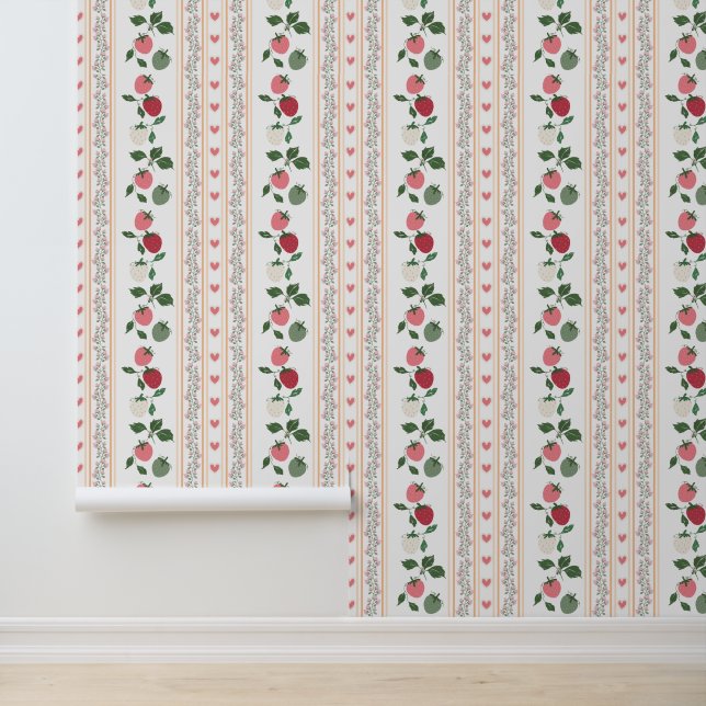 Papier Peint Motif fraise de jardin de campagne (Application)