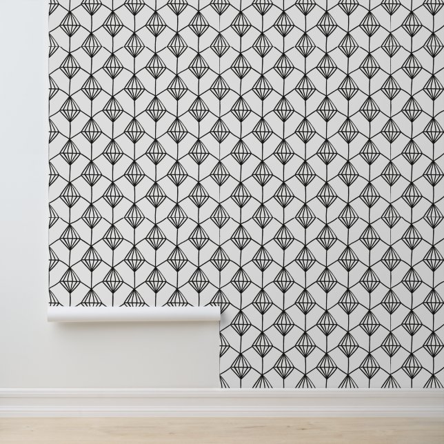 Papier Peint Motif géométrique Abstrait moderne noir et blanc (Application)