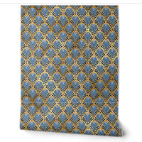 Motif géométrique Art Déco bleu or