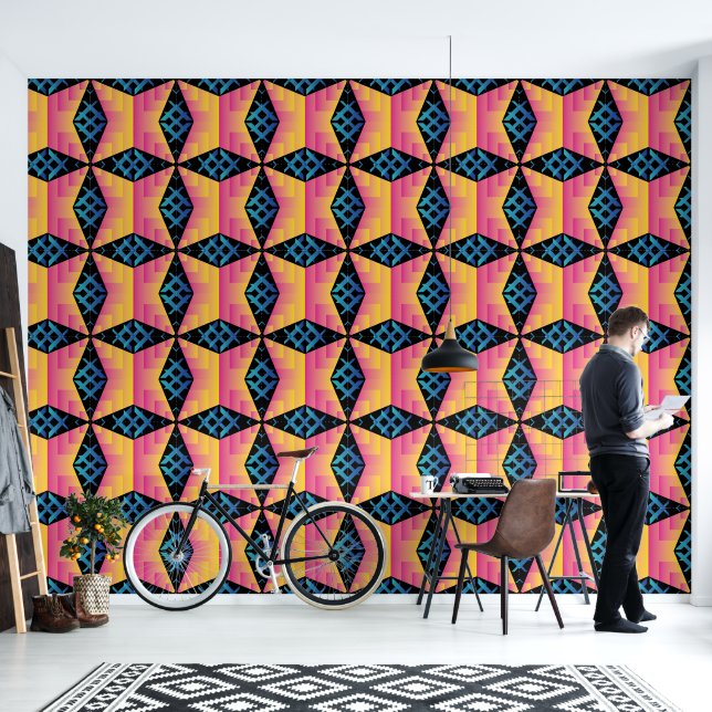 Papier peint motif géométrique cool avec fond noir (Salon)