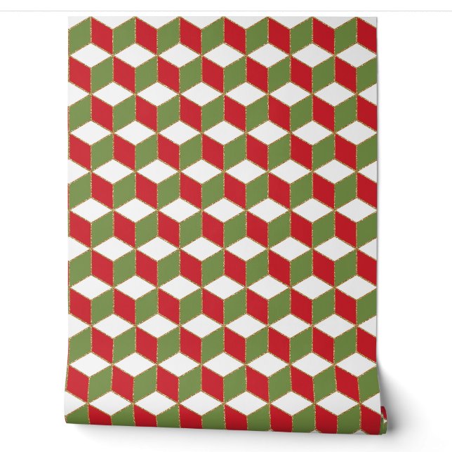 Papier Peint Motif géométrique des cubes de Noël (Déroulement)