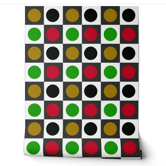 Papier Peint Motif géométrique des points circulaires rétro (Déroulement)