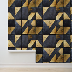 Papier Peint Motif géométrique noir et or