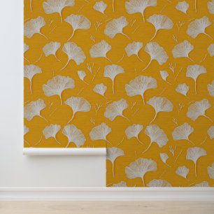 Papier Peint Motif Ginkgo Leaf brodé