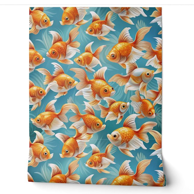 Papier Peint Motif Goldfish | Fond d'écran et design de rideau (Déroulement)