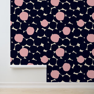Papier Peint Motif grand point bleu et rose