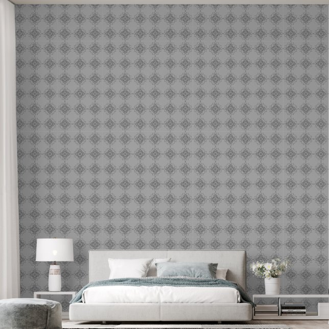 Papier Peint Motif grec gris et noir (Chambre à coucher)