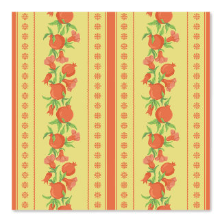 Papier Peint Motif Grenade Rouge Vert Jaune Vintage