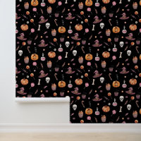 Motif Halloween Jack-o'-lantern Witchy en noir