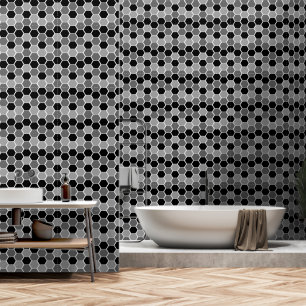 Papier Peint Motif hexagonal noir et blanc mignon