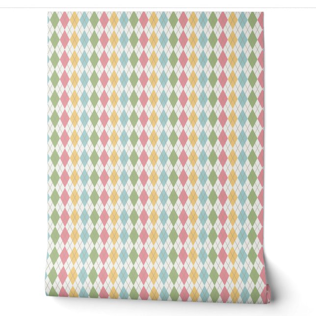 Papier Peint Motif Jacquard Pastel (Déroulement)