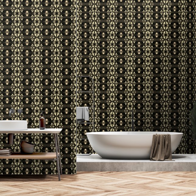 Papier peint Motif Jaune Noir Chic (Salle de bain)