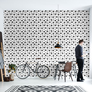Papier Peint Motif mât de chien blanc et noir