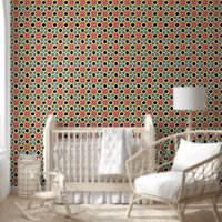 Motif médiéval rouge vert noir Croix de paille