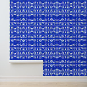 Papier Peint Motif méditerranéen grec Arabesque bleu