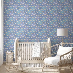 Papier Peint Motif mignon petit mouton sur bleu