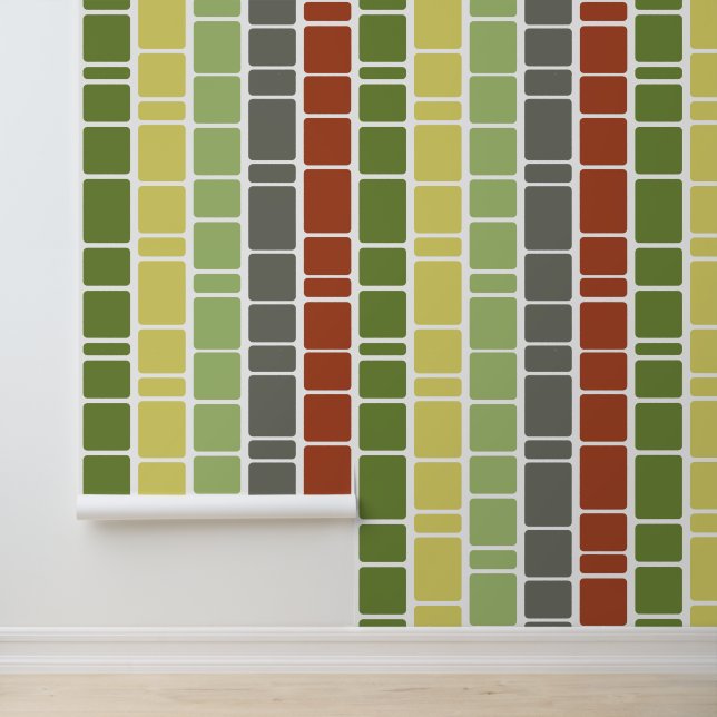 Papier Peint Motif mod aux couleurs chaudes (Application)