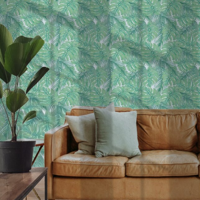 Papier Peint Motif moderne Gras Tropical Palm Leaf (Modern Bold Tropical Palm Leaf Pattern Wallpaper from Ricaso. Bring the out door feel to your space)