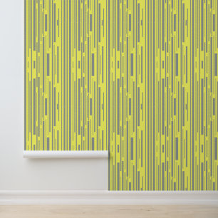Papier Peint Motif moderne gris et jaune rayures