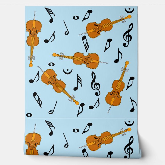 Papier Peint Motif note musique cello (Déroulement)