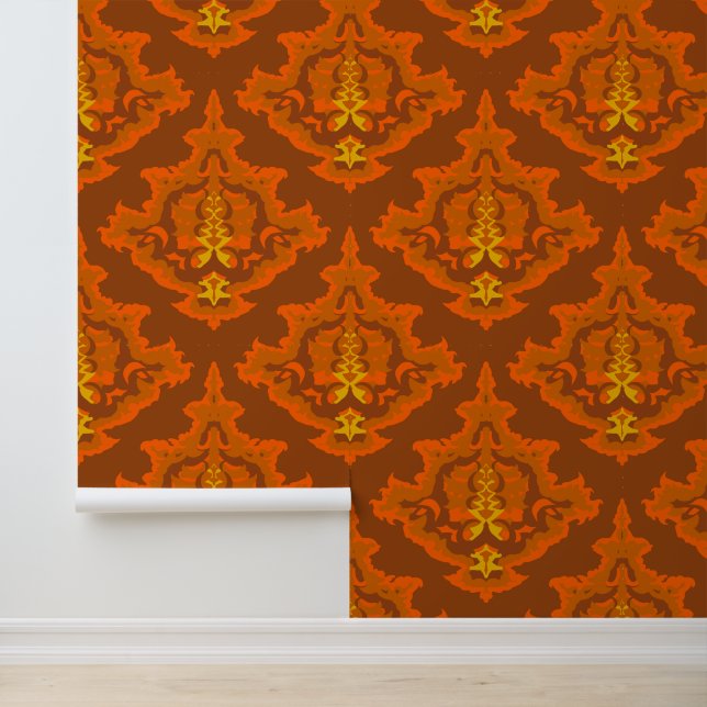 Papier Peint Motif orange rouge gras (Application)