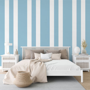 Papier Peint Motif Pastel Aquamarine Blue White Stripes
