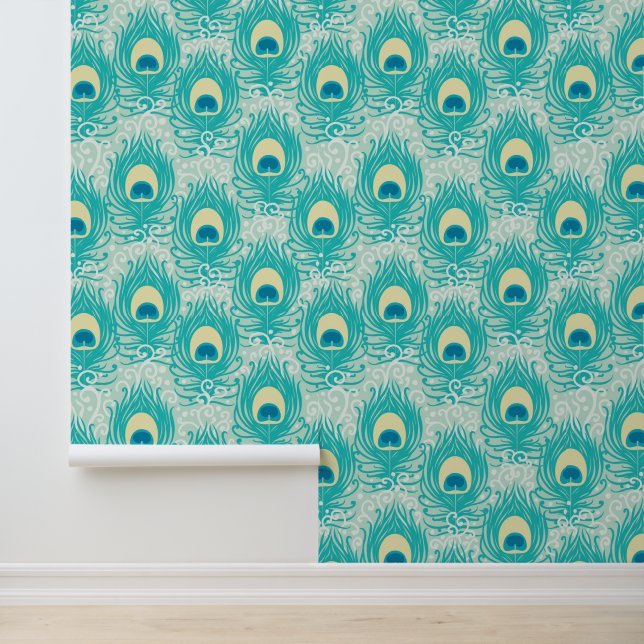 Papier Peint Motif Peacock plumes (Application)