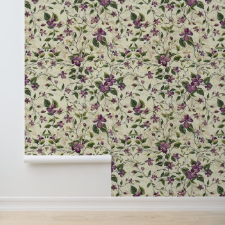 Papier Peint Motif plante Liana avec fleur Clematis violet