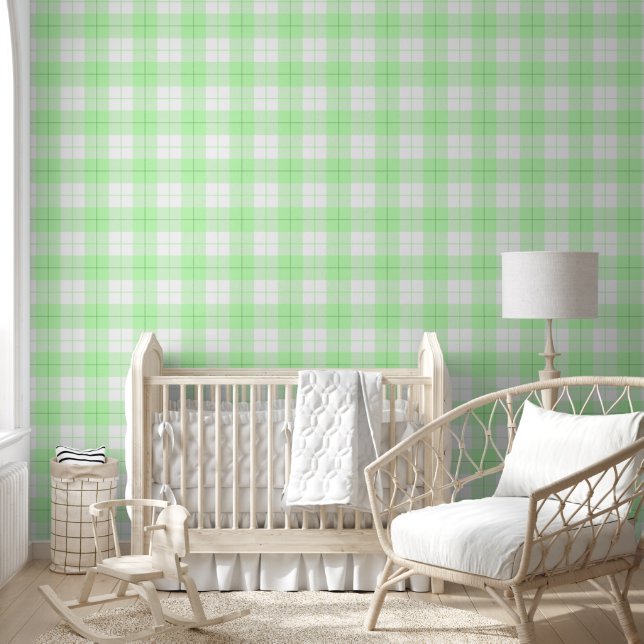 Papier Peint Motif plat vert et blanc frais pour bébé (Enfants)