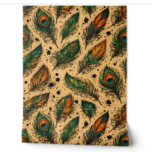 Motif plumes de paon bohème