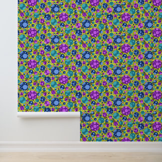 Papier Peint Motif pois en bleu rose Turquoise -