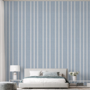 Papier Peint Motif rayé à chevrons bleu doux et fougère