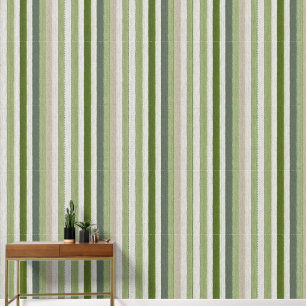 Papier Peint Motif rayé vert et crème